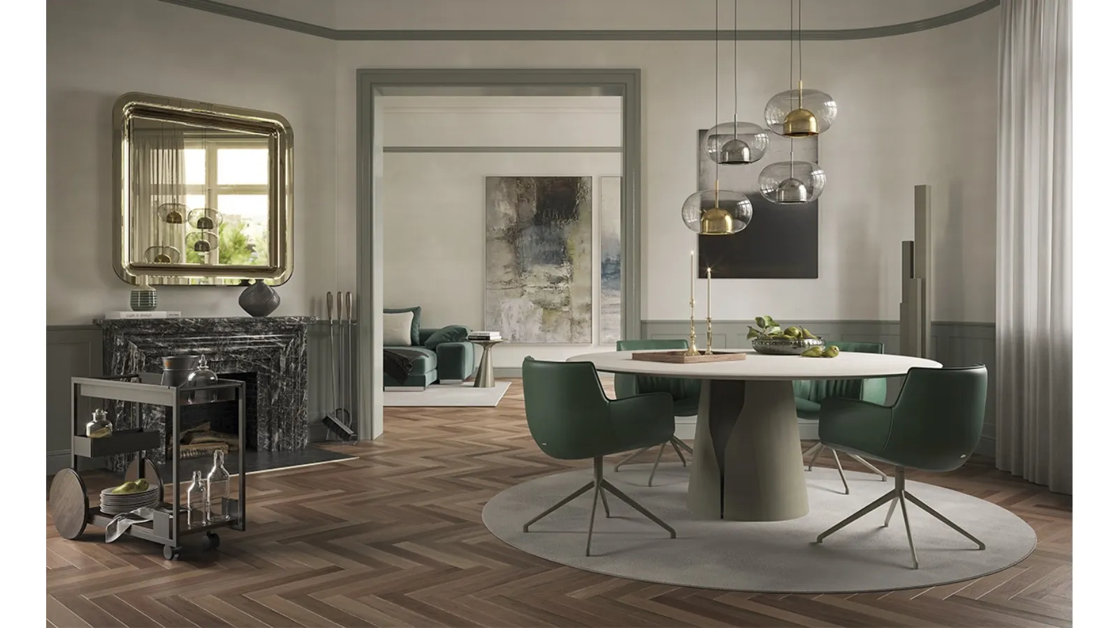 Round table with spatulated clay top Giano Argile by Cattelan Italia