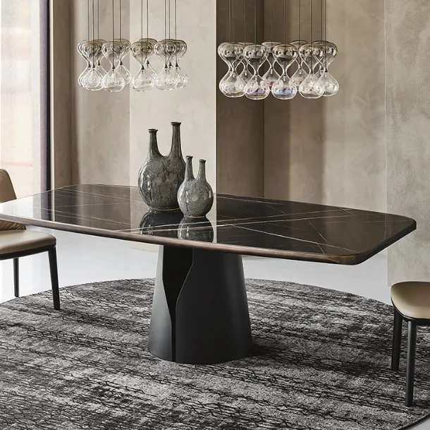 Ceramic table with a round steel base Giano Keramic Premium by Cattelan Italia