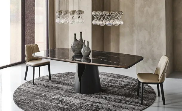 Ceramic table with a round steel base Giano Keramic Premium by Cattelan Italia