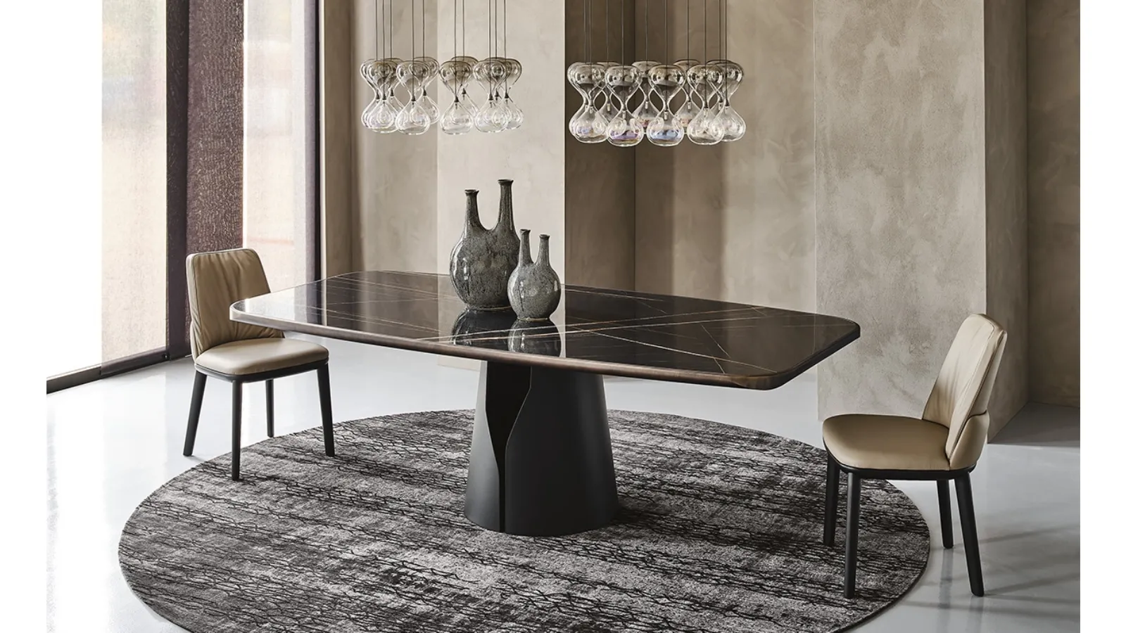 Ceramic table with a round steel base Giano Keramic Premium by Cattelan Italia