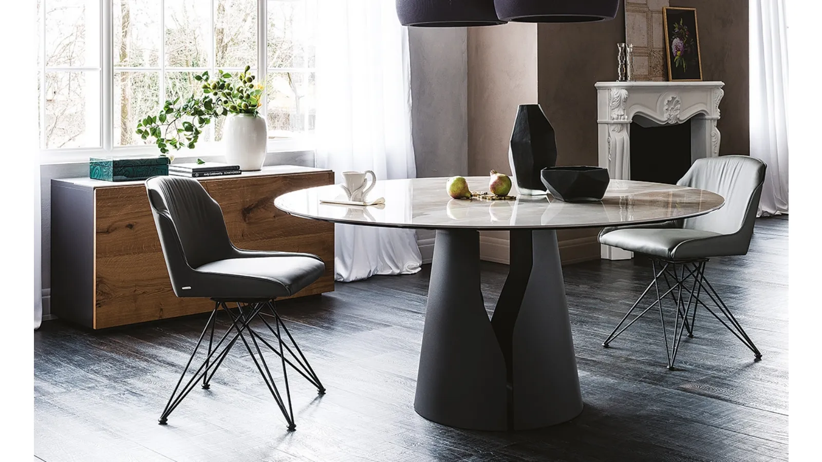 Table with round ceramic top Giano Keramik by Cattelan Italia
