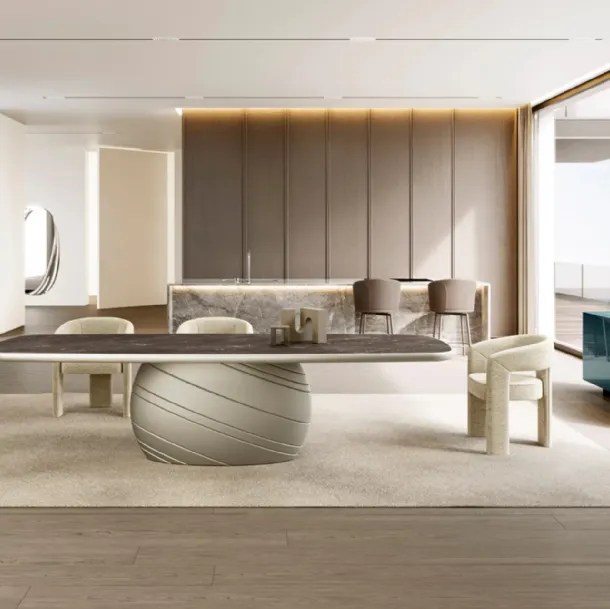 Giove Table with King Ceramic Top by Eforma