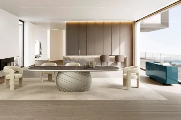 Giove Table with King Ceramic Top by Eforma