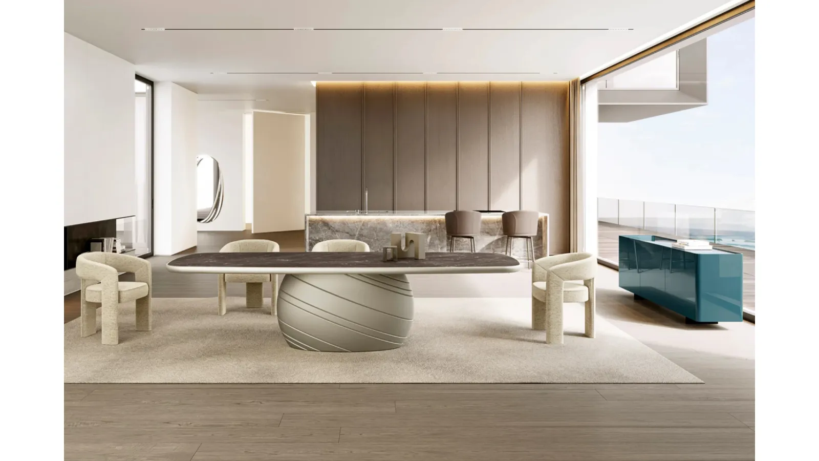Giove Table with King Ceramic Top by Eforma