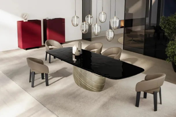 Giove Table with Eforma glass top