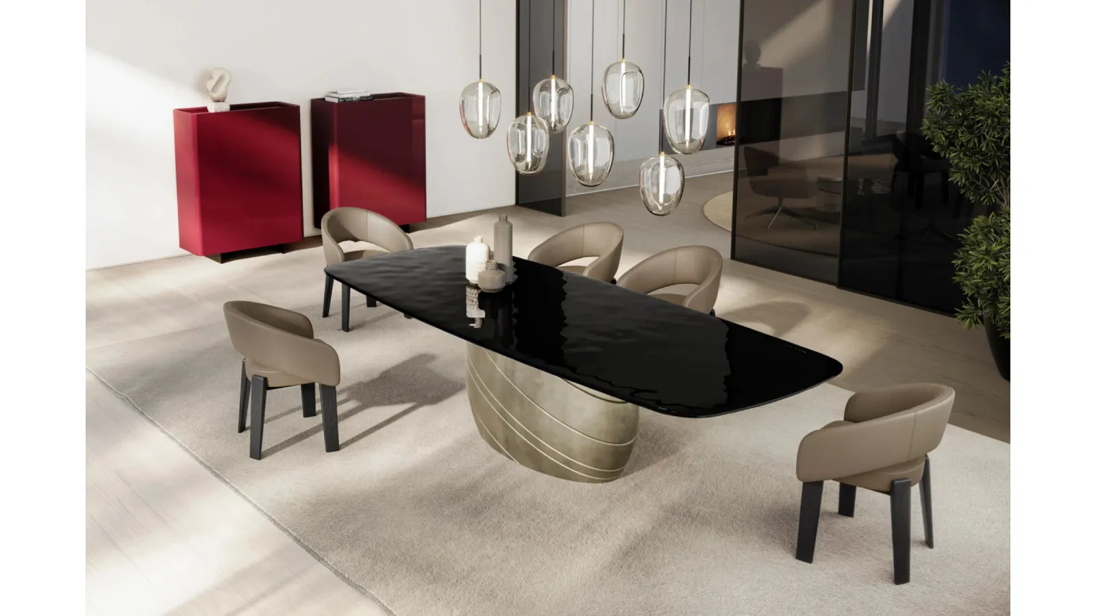 Giove Table with Eforma glass top
