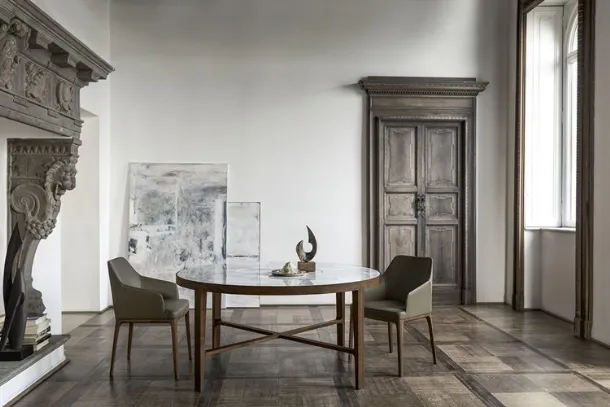 Round table with marble top and ash base Globe by Alivar
