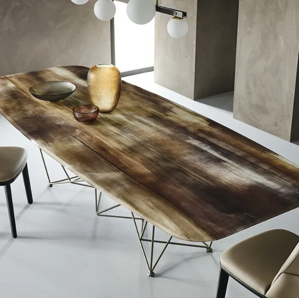 Table with crystal top featuring print and steel base Gordon Crystalart by Cattelan Italia
