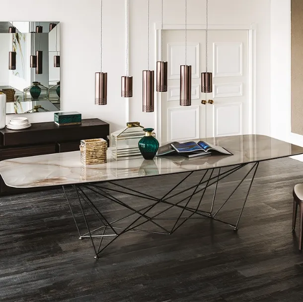 Table with steel legs and Gordon Keramik ceramic top by Cattelan Italia