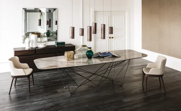 Table with steel legs and Gordon Keramik ceramic top by Cattelan Italia