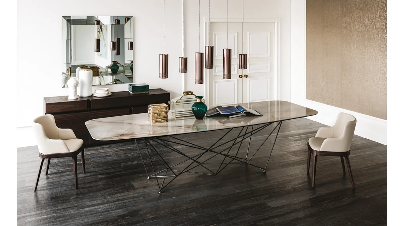Table with steel legs and Gordon Keramik ceramic top by Cattelan Italia