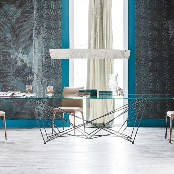 Table with steel base and beveled glass top Gordon by Cattelan Italia