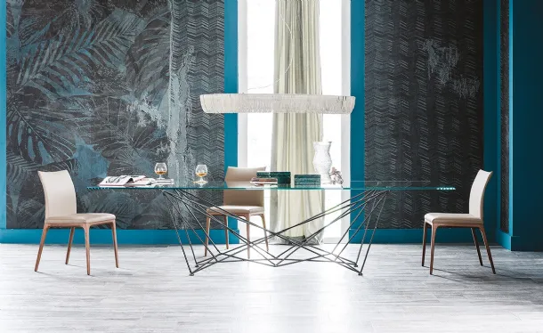 Table with steel base and beveled glass top Gordon by Cattelan Italia