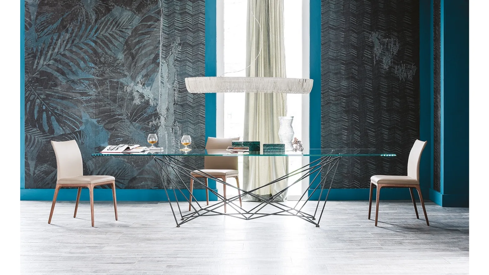 Table with steel base and beveled glass top Gordon by Cattelan Italia