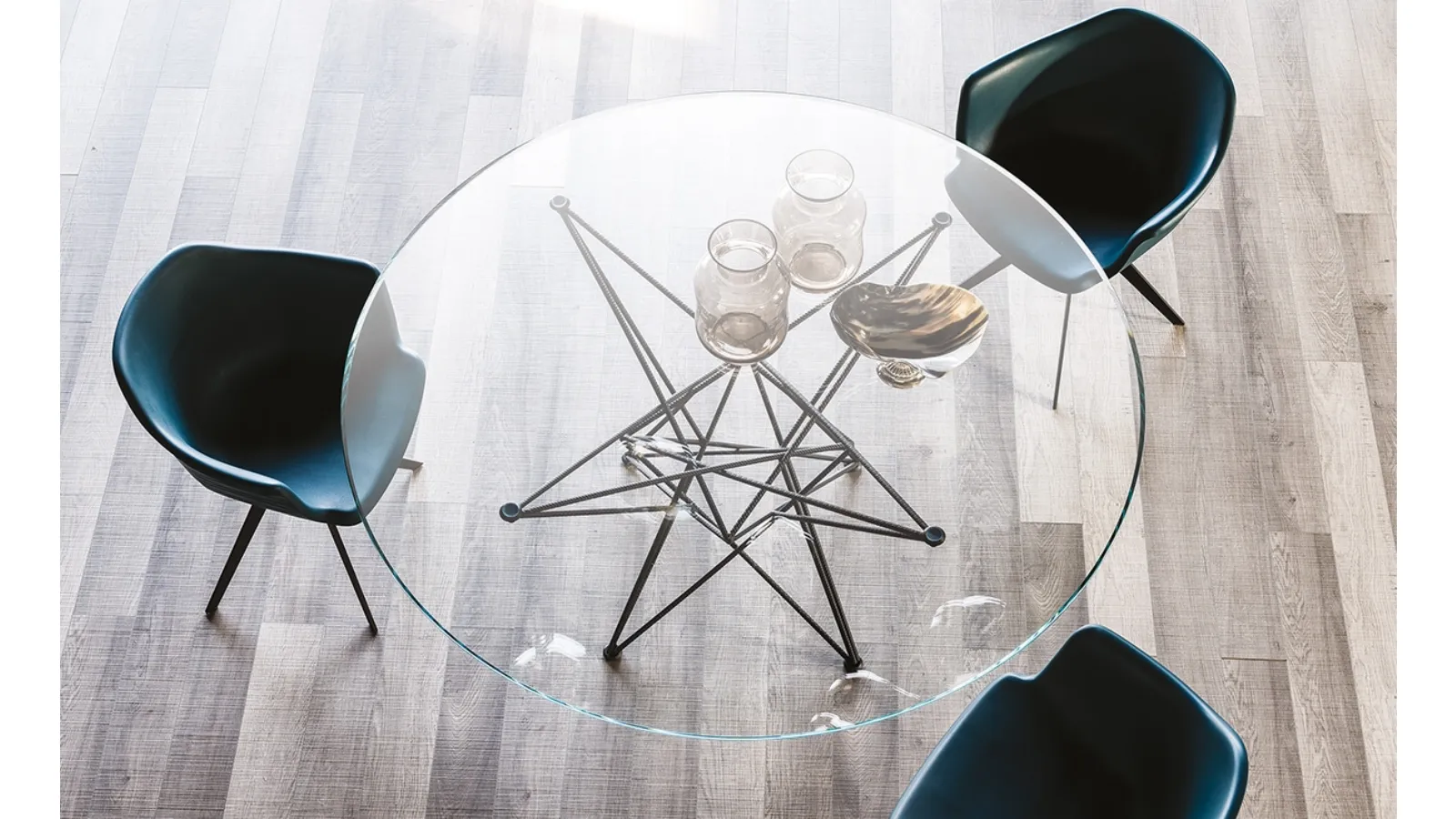 Table with steel base and beveled glass top Gordon by Cattelan Italia