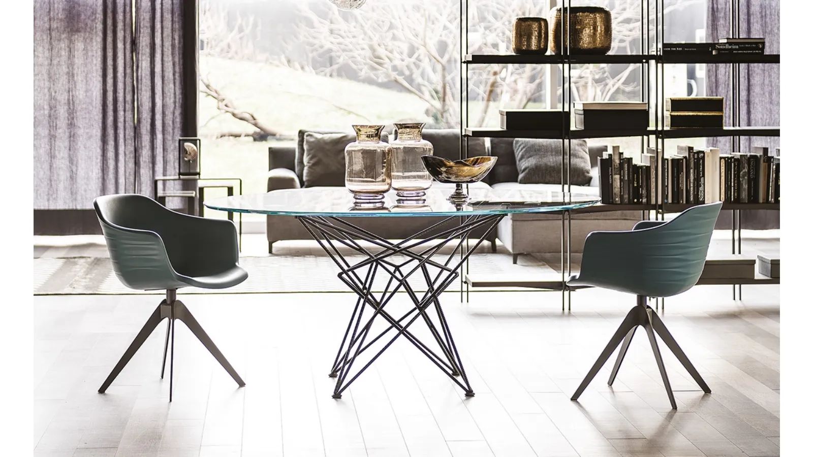 Table with steel base and beveled glass top Gordon by Cattelan Italia