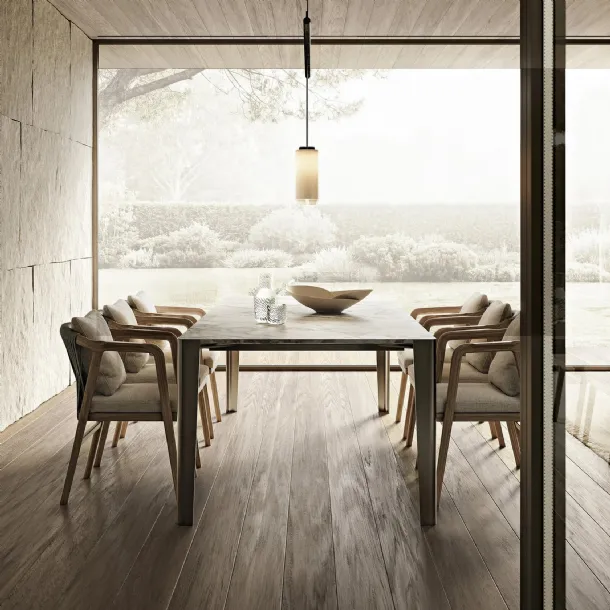 Iseo Table with Carrara white marble top and metal structure by Flexform