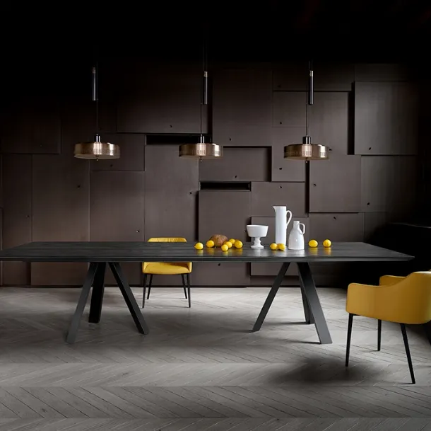 Ki XL Table with wooden top and metal base by Ronda Design