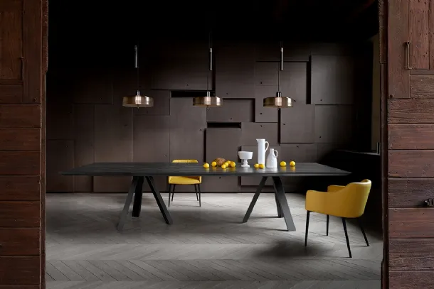 Ki XL Table with wooden top and metal base by Ronda Design