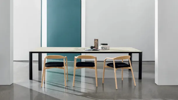Kodo Table with ceramic top and painted aluminum base by Sovet