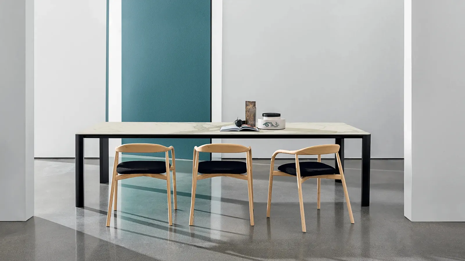 Kodo Table with ceramic top and painted aluminum base by Sovet