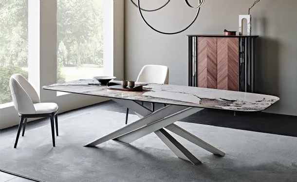 Lancer Table with Keramik marble-effect ceramic top by Cattelan Italia
