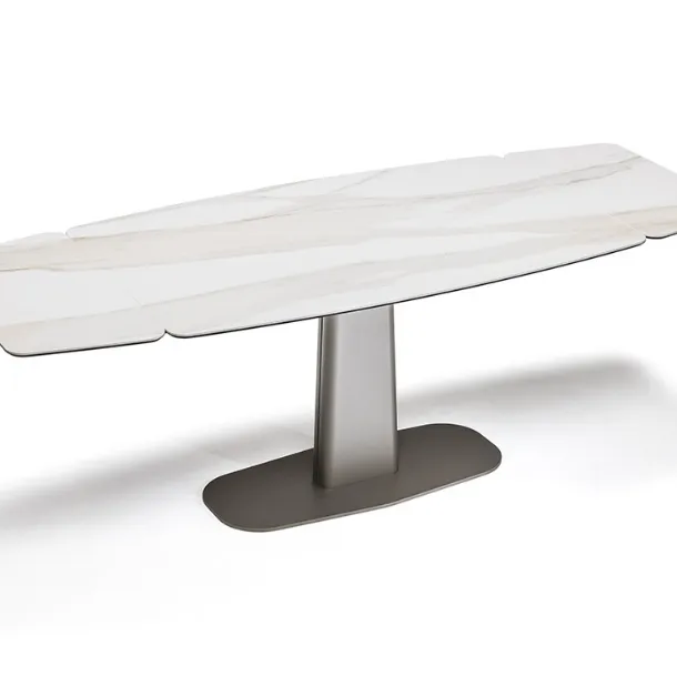 Extendable table with metal base and Linus Keramik Drive ceramic top by Cattelan Italia