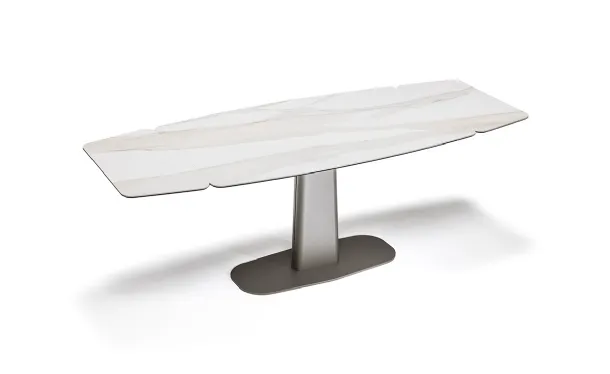 Extendable table with metal base and Linus Keramik Drive ceramic top by Cattelan Italia