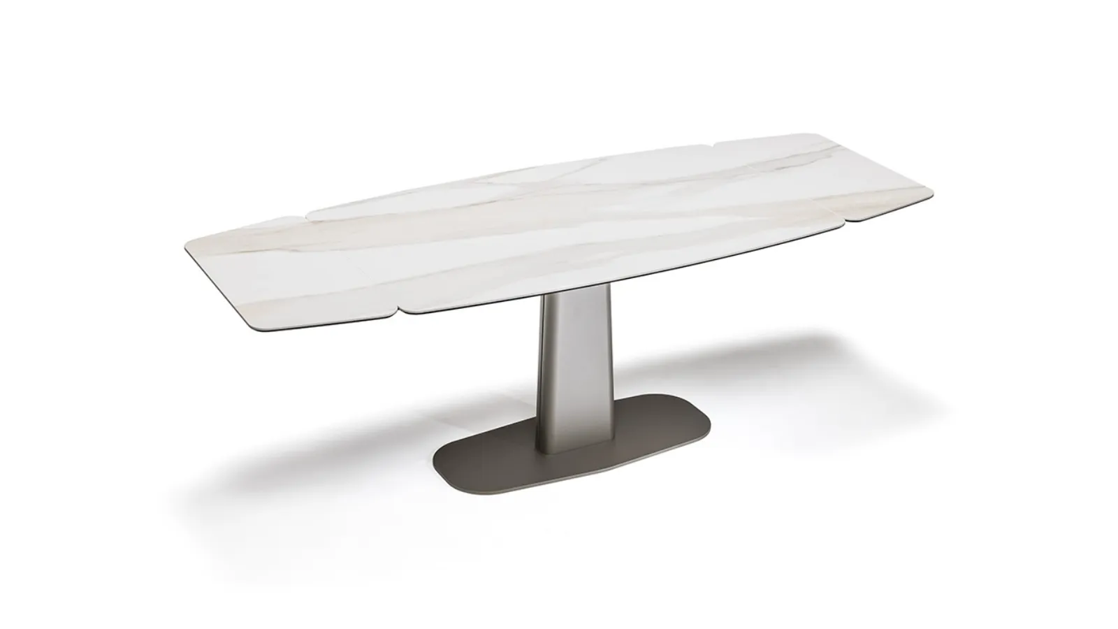 Extendable table with metal base and Linus Keramik Drive ceramic top by Cattelan Italia