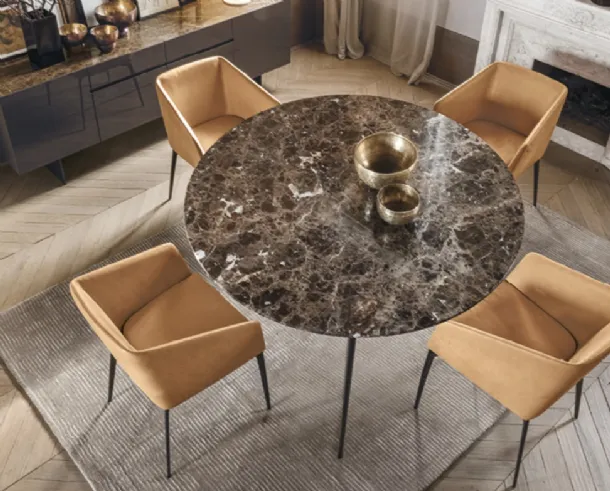 Round table with Liuto Round marble top by Alivar