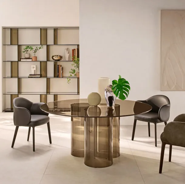 Luxor round glass table by Fiam