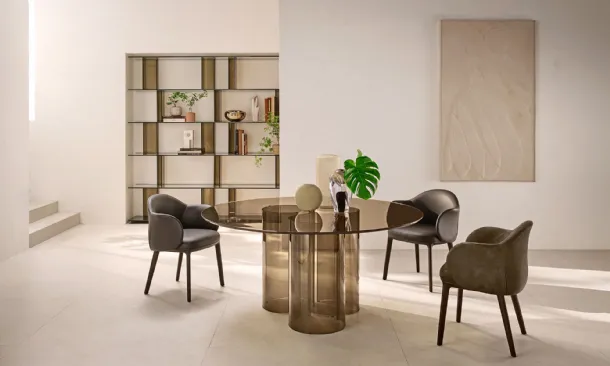 Luxor round glass table by Fiam