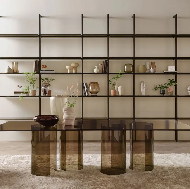 Luxor table in bronze glass by Fiam
