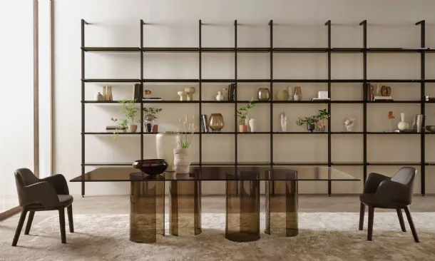 Luxor table in bronze glass by Fiam
