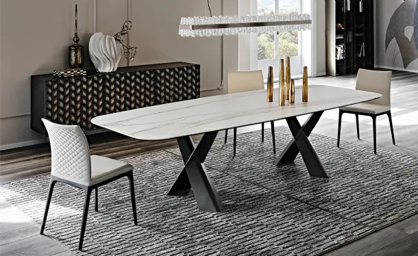 Table with Mad Max Keramik ceramic top by Cattelan Italia