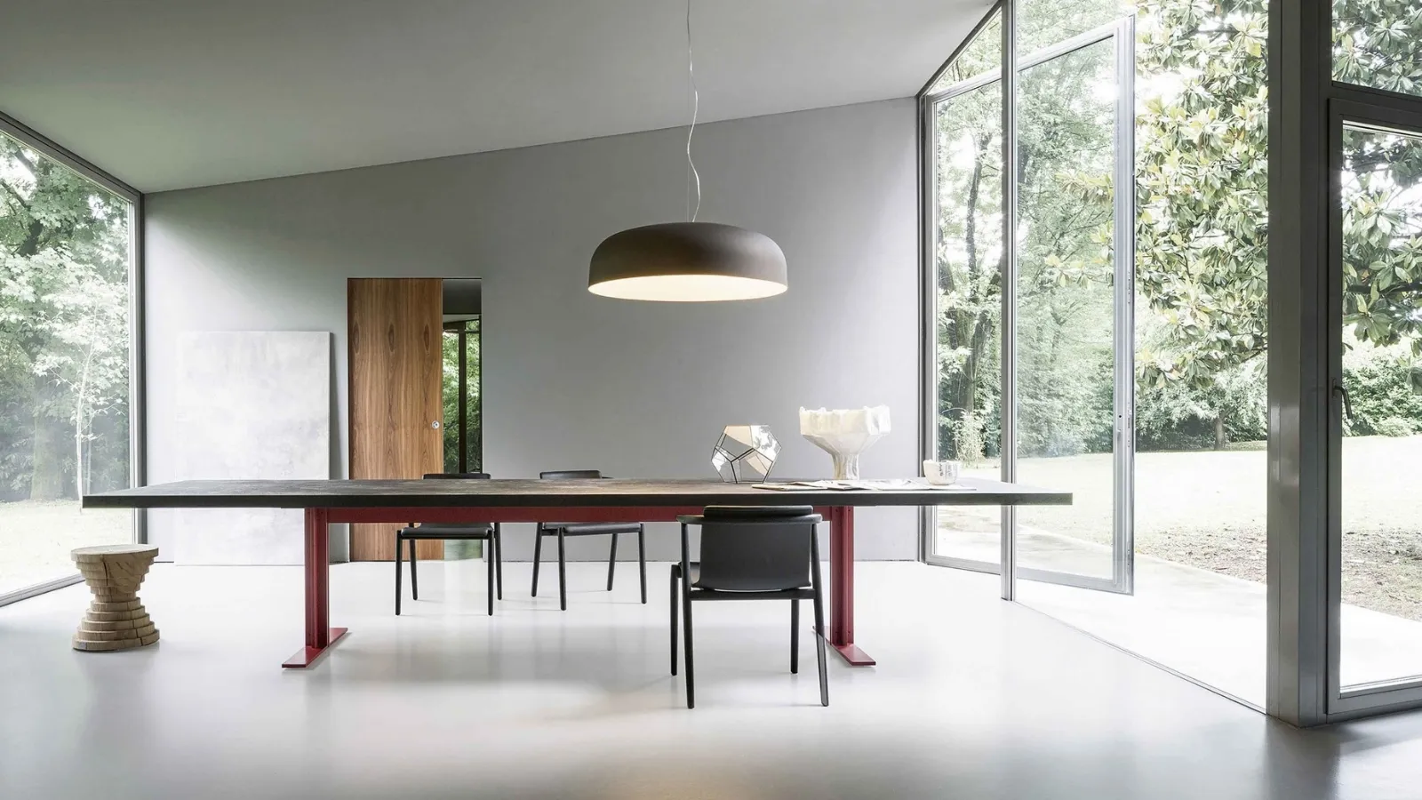 Large rectangular table with Memo lava stone top by Lema