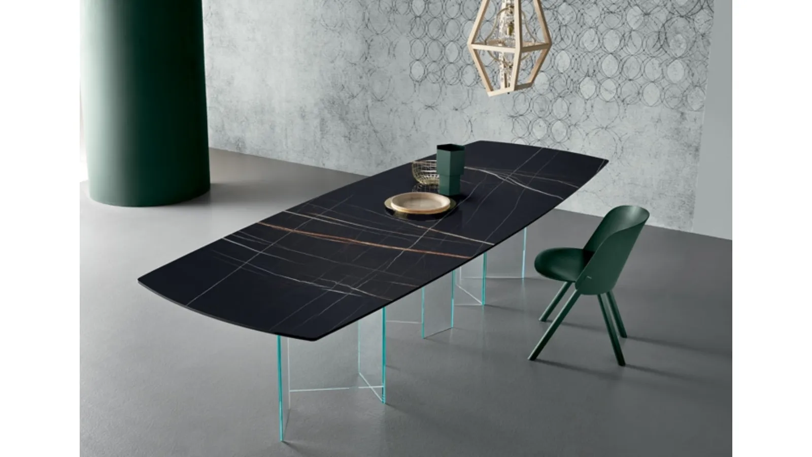 Metropolis ceramic and glass table by Tonelli