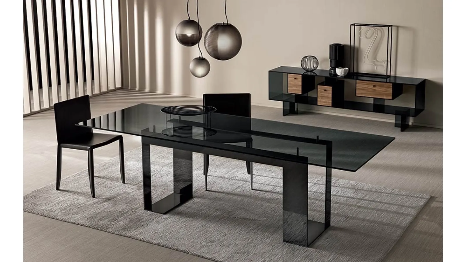 Miles rectangular glass table by Tonelli