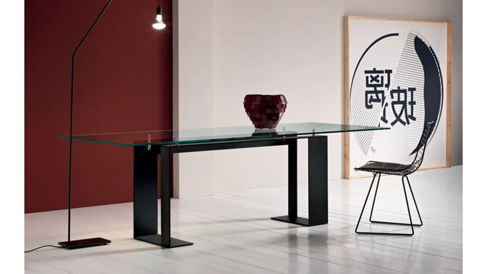 Miles rectangular glass table by Tonelli