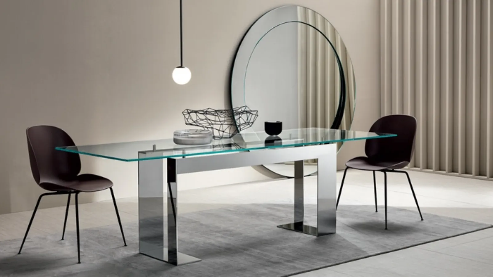 Miles rectangular glass table by Tonelli