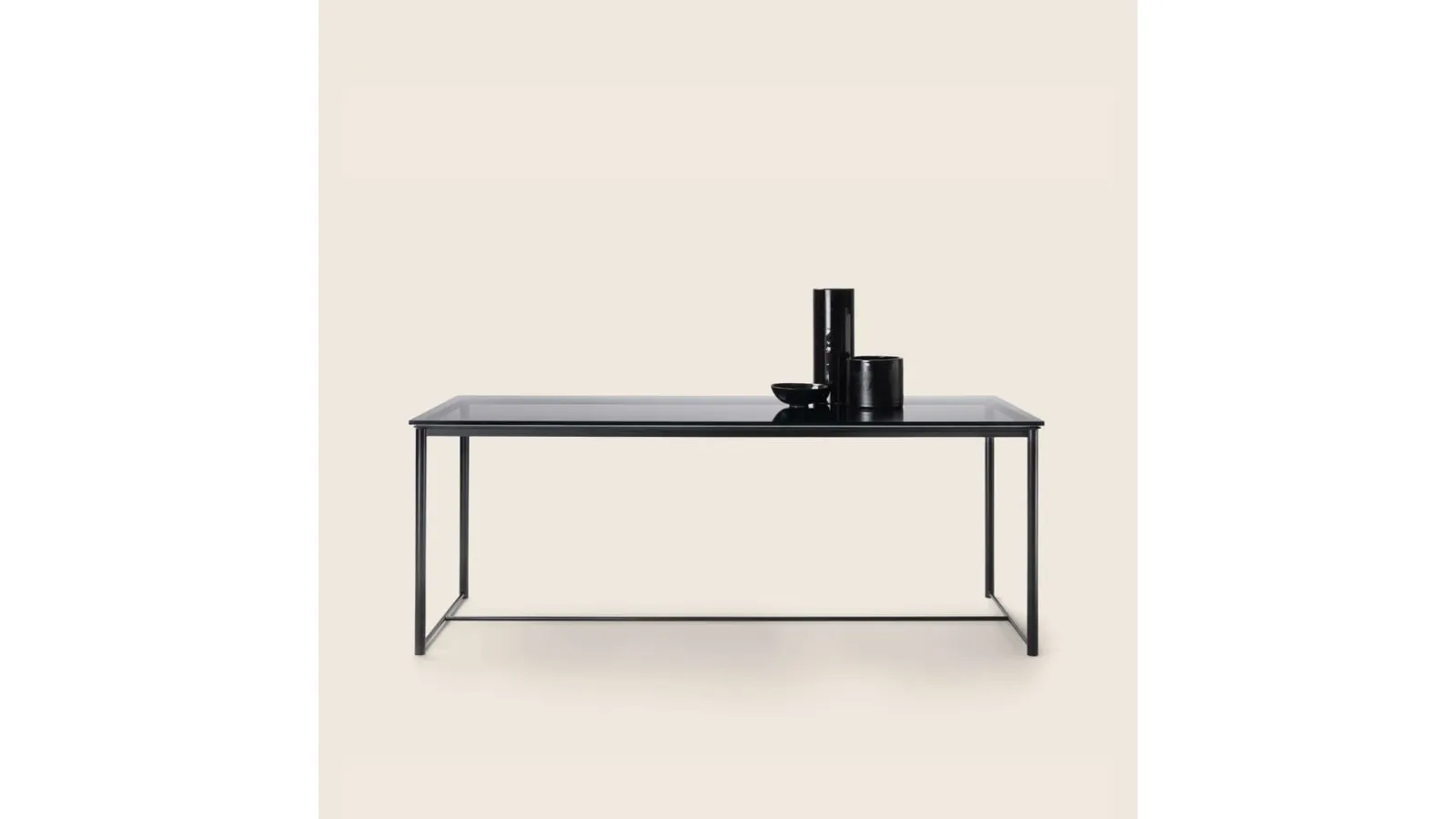 Moka Table in crystal and metal tubing by Flexform