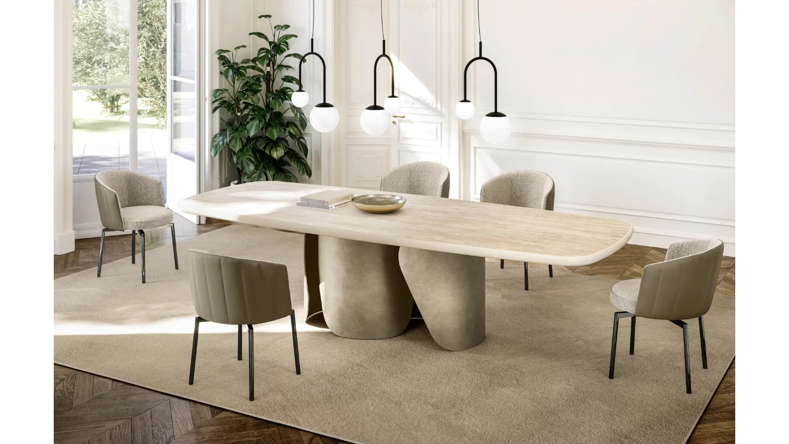 Onda Table with King Ceramic Top by Eforma