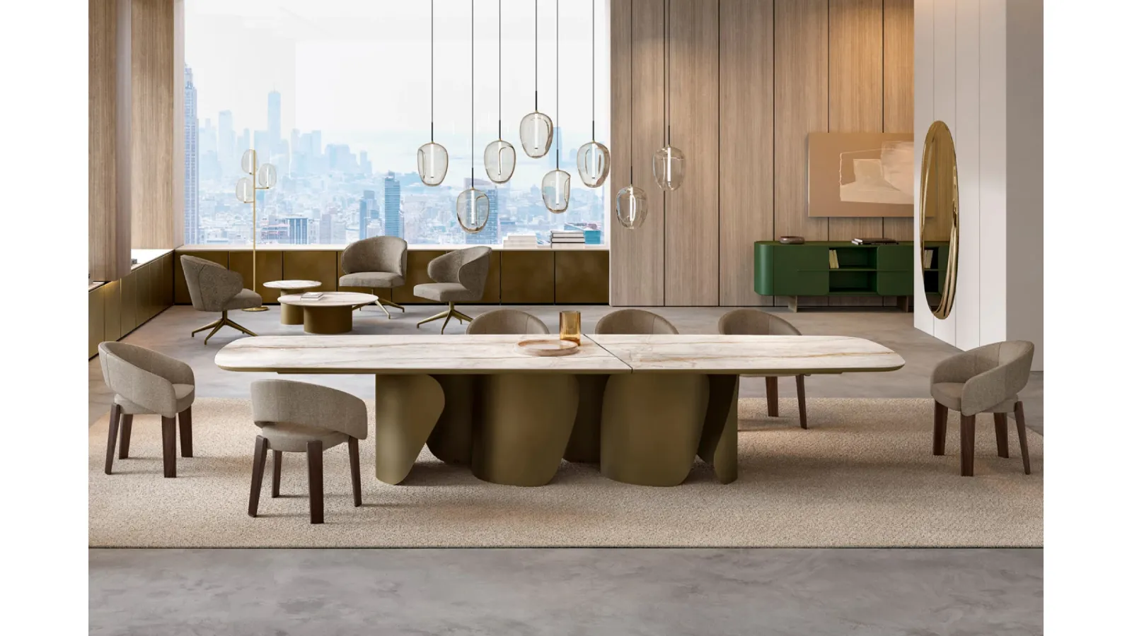 Onda XL Table with Ceramic Top by Eforma