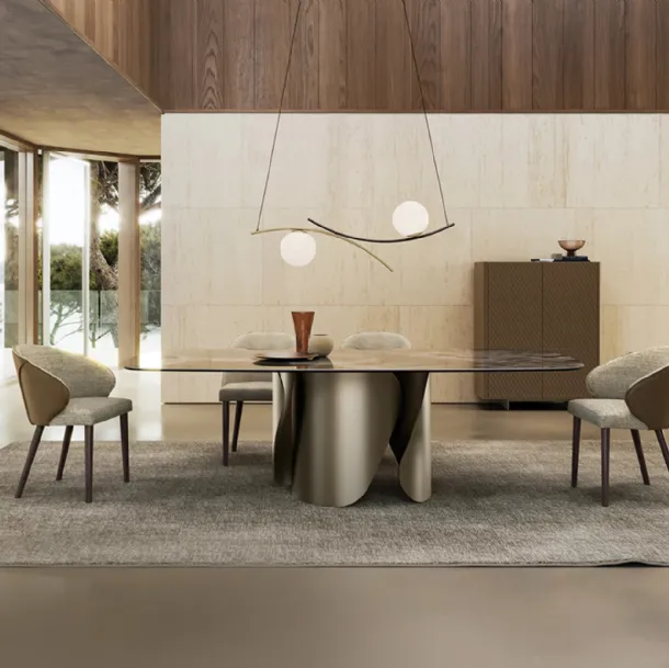 Onda Table with Ceramic Top by Eforma