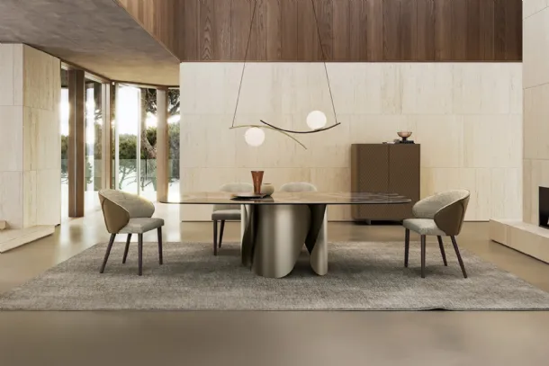 Onda Table with Ceramic Top by Eforma