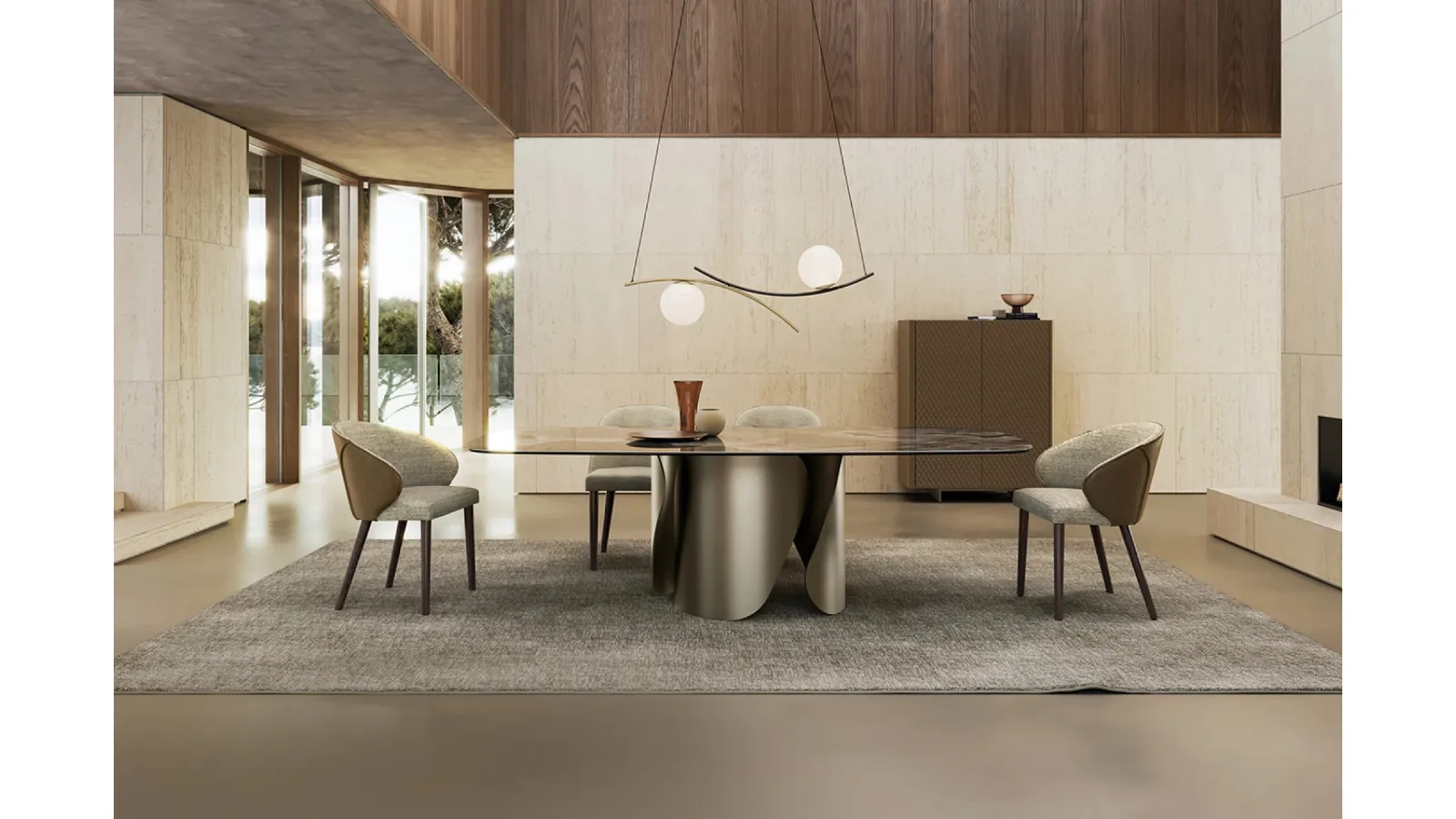 Onda Table with Ceramic Top by Eforma