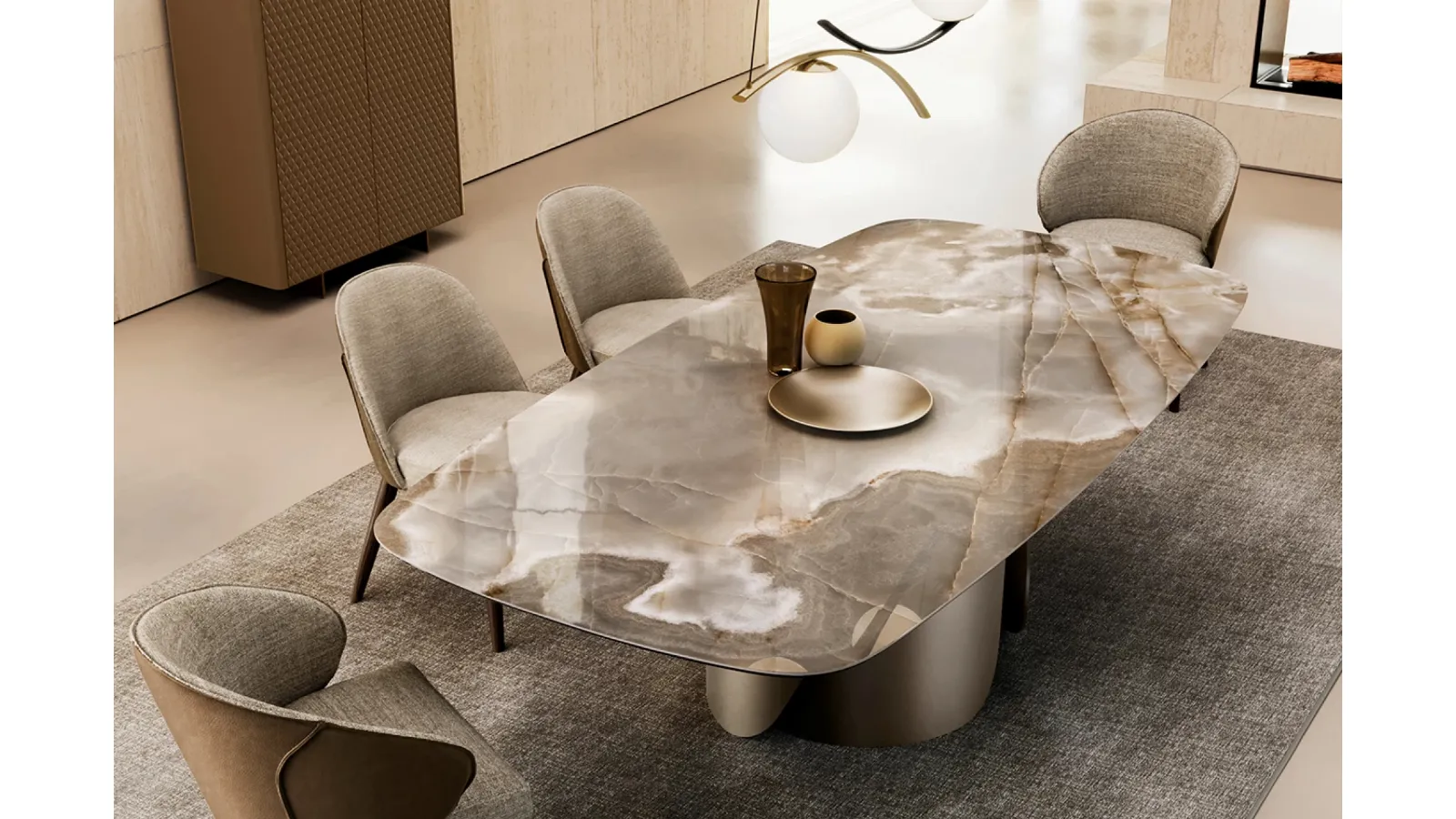 Onda Table with ceramic top by Eforma