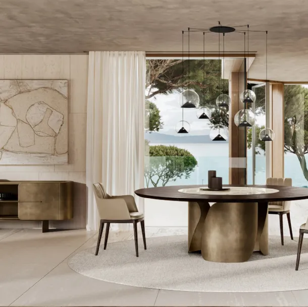 Onda Table with Wood and Ceramic Top by Eforma
