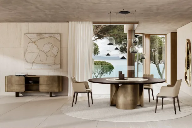 Onda Table with Wood and Ceramic Top by Eforma