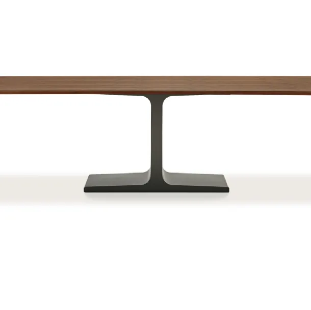 Palace Wood Table with wooden top and lacquered white metal base